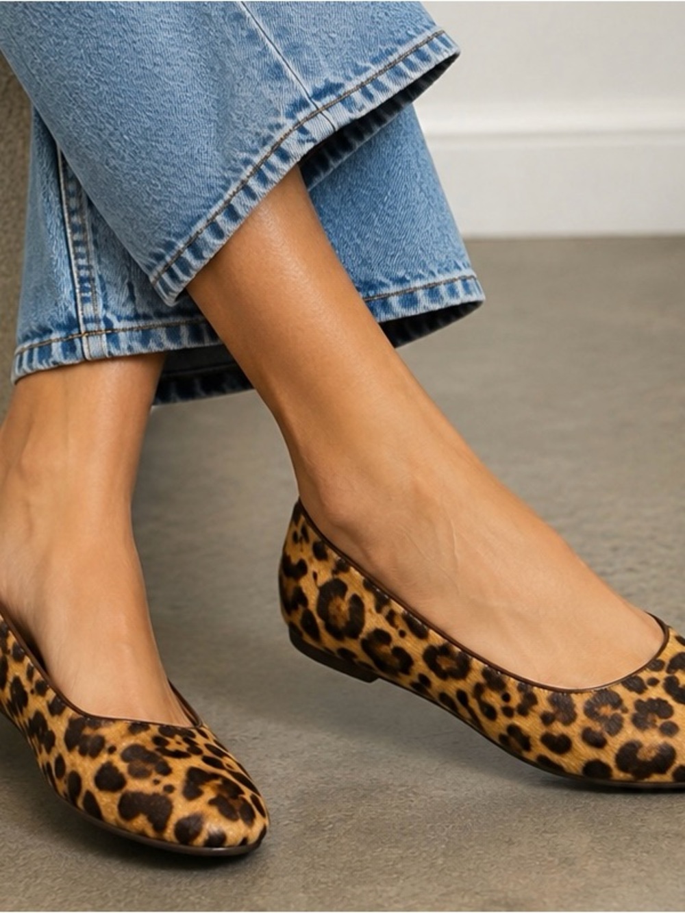 ECCO Mary Ballerina Leopard Calf Hair Ballet Flats EU 37 US 6.5/7 Leather Animal